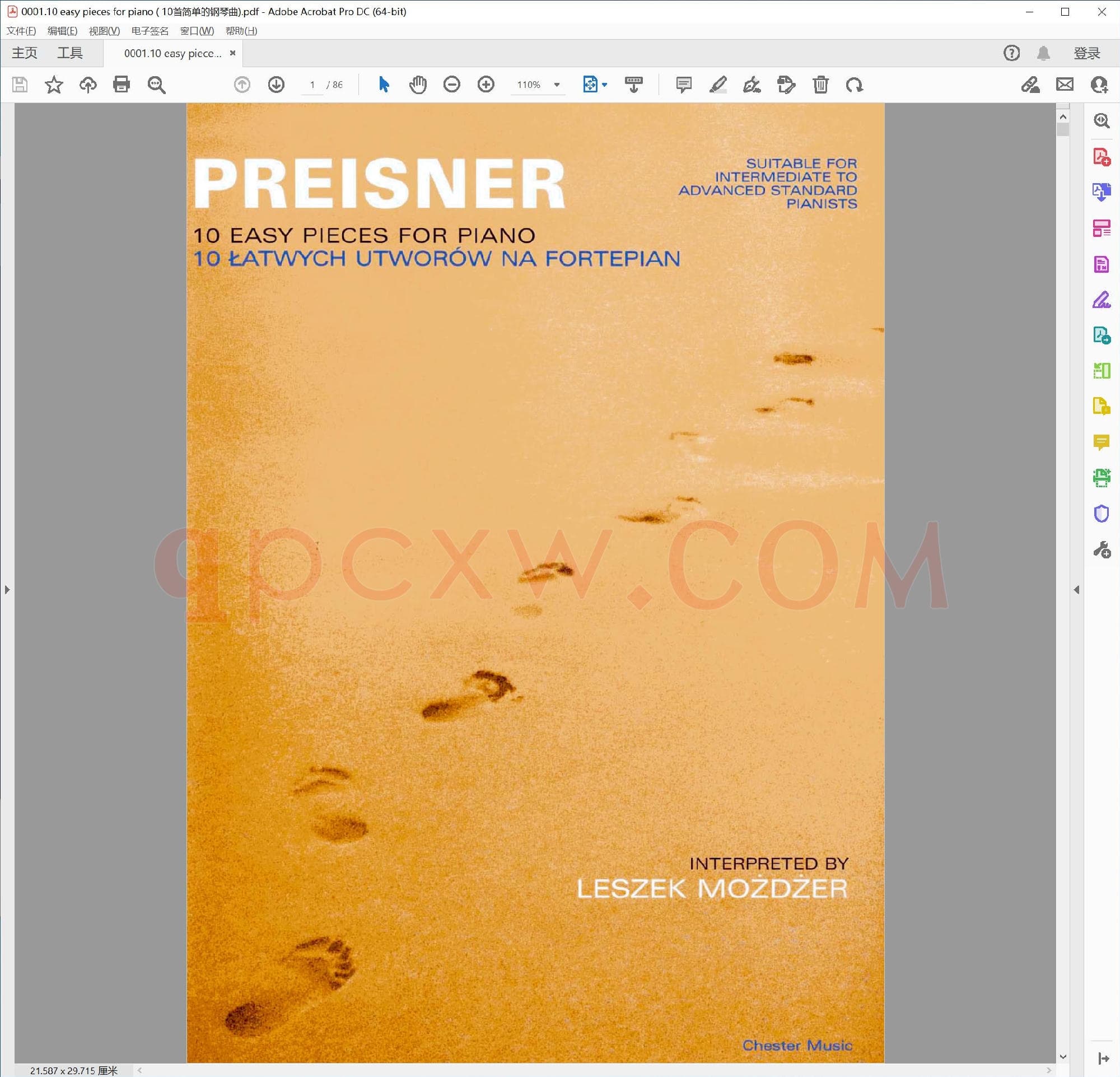 英文原版钢琴曲谱电子书 | 10首简易钢琴小品.PDF|4.55 MB|电子版下载
