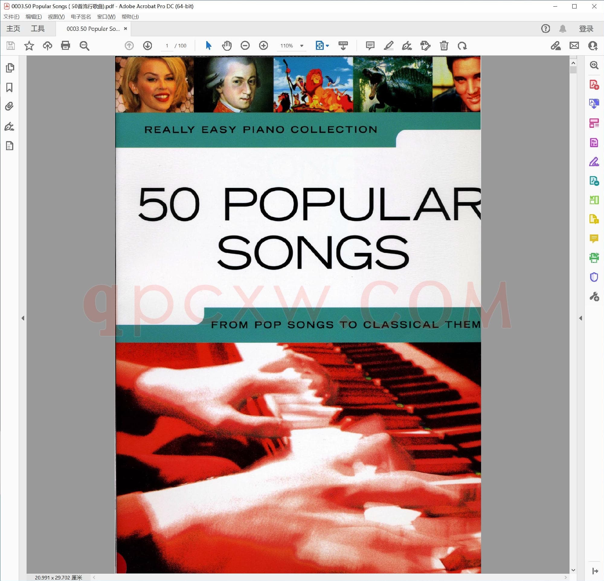 英文原版钢琴曲谱电子书 | 50首流行歌曲.PDF|5.57 MB|电子版下载