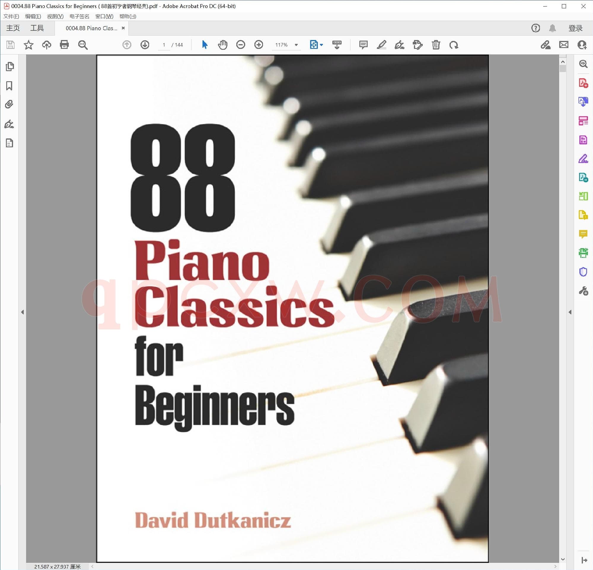 英文原版钢琴曲谱电子书 | 88首钢琴经典入门曲集.PDF|9.24 MB|电子版下载