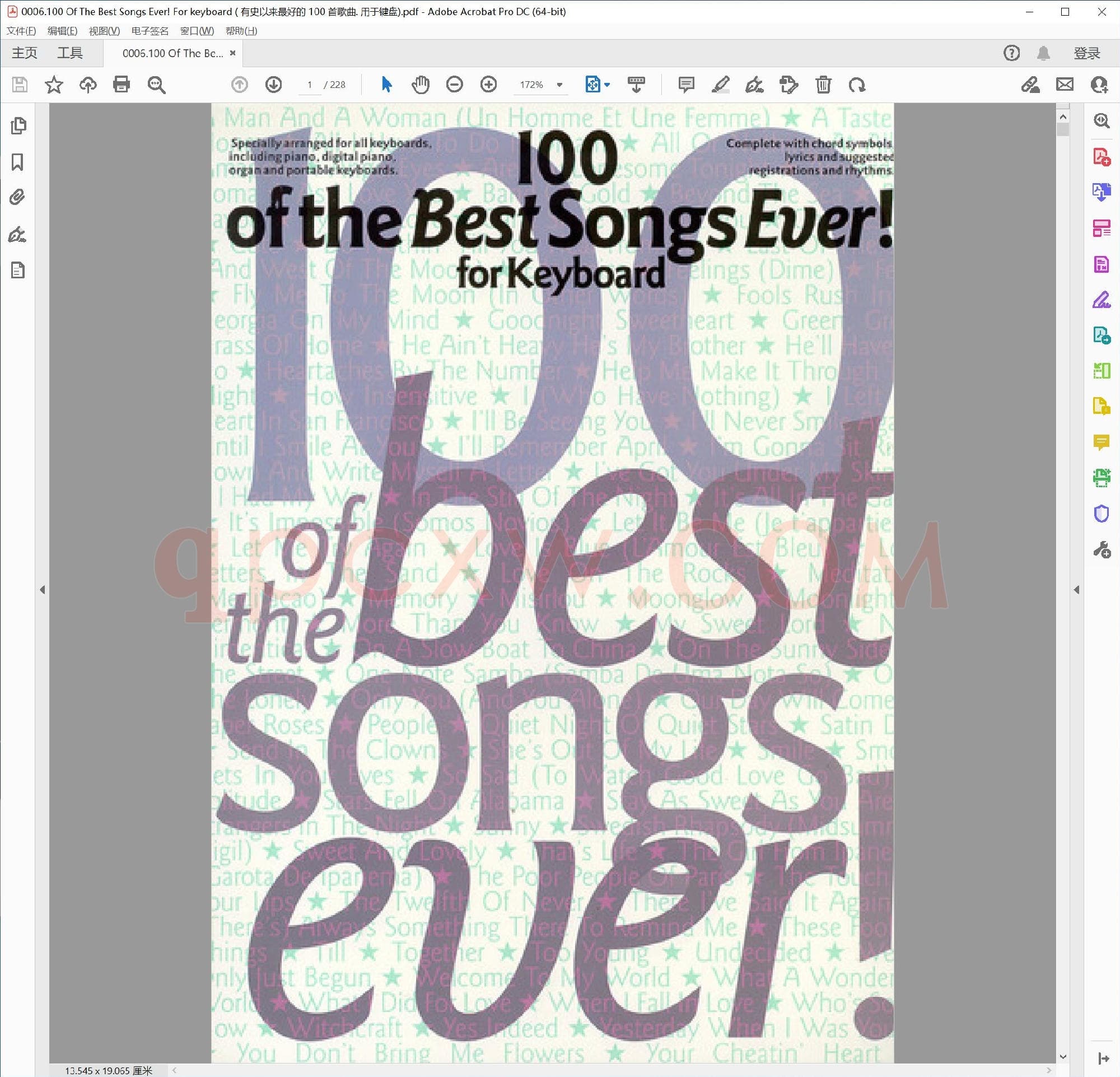 英文原版钢琴曲谱电子书 | 100首最佳歌曲精选(键盘版).PDF|29.44 MB|电子版下载