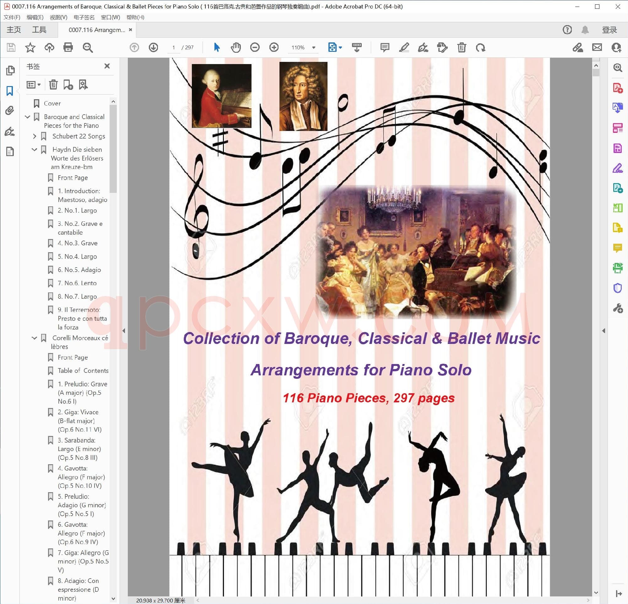 英文原版钢琴曲谱电子书 | 116首巴洛克古典及芭蕾钢琴独奏改编曲.PDF|16.21 MB|电子版下载