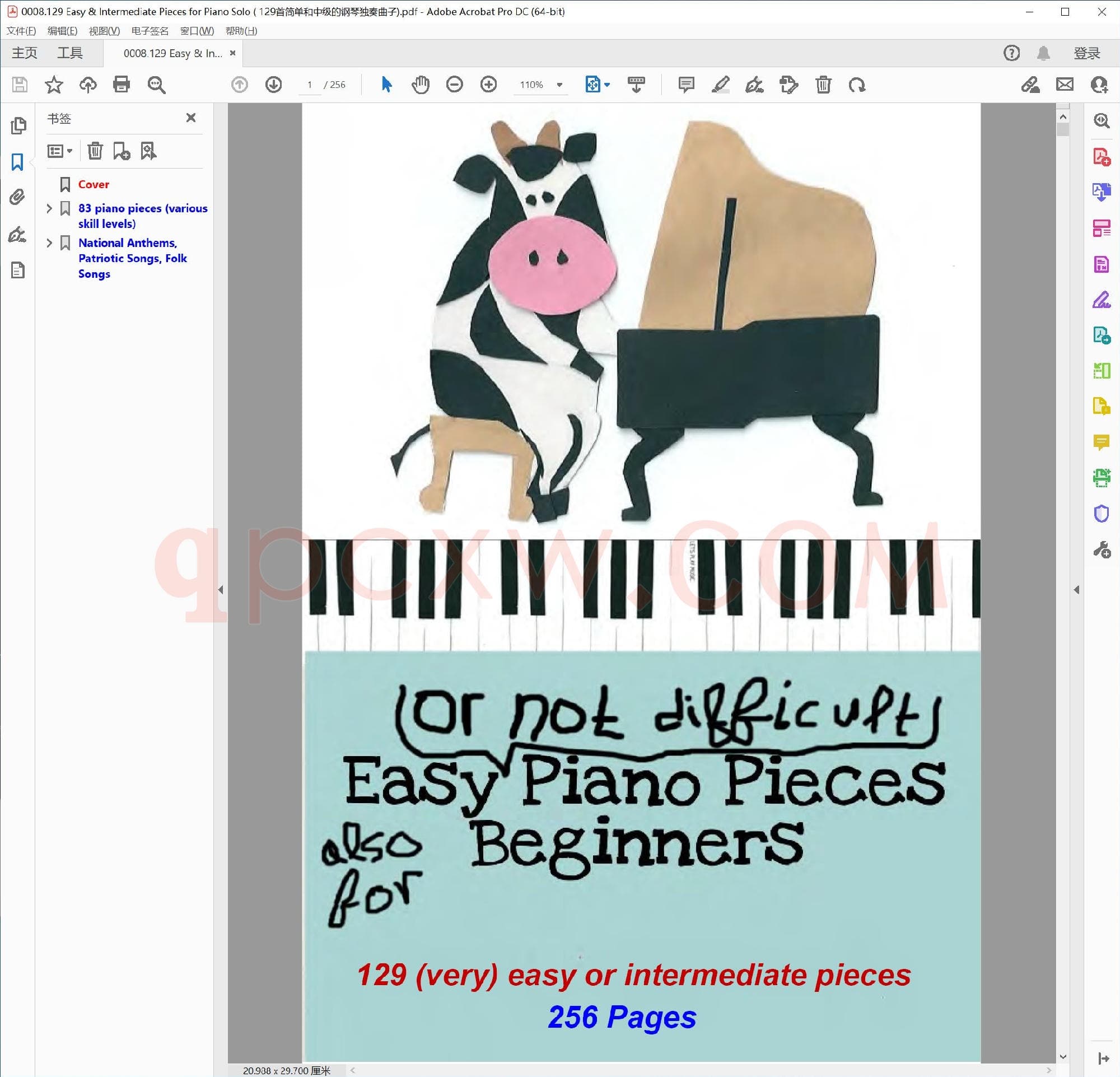 英文原版钢琴曲谱电子书 | 129首简易与中级钢琴独奏曲.PDF|3.83 MB|电子版下载