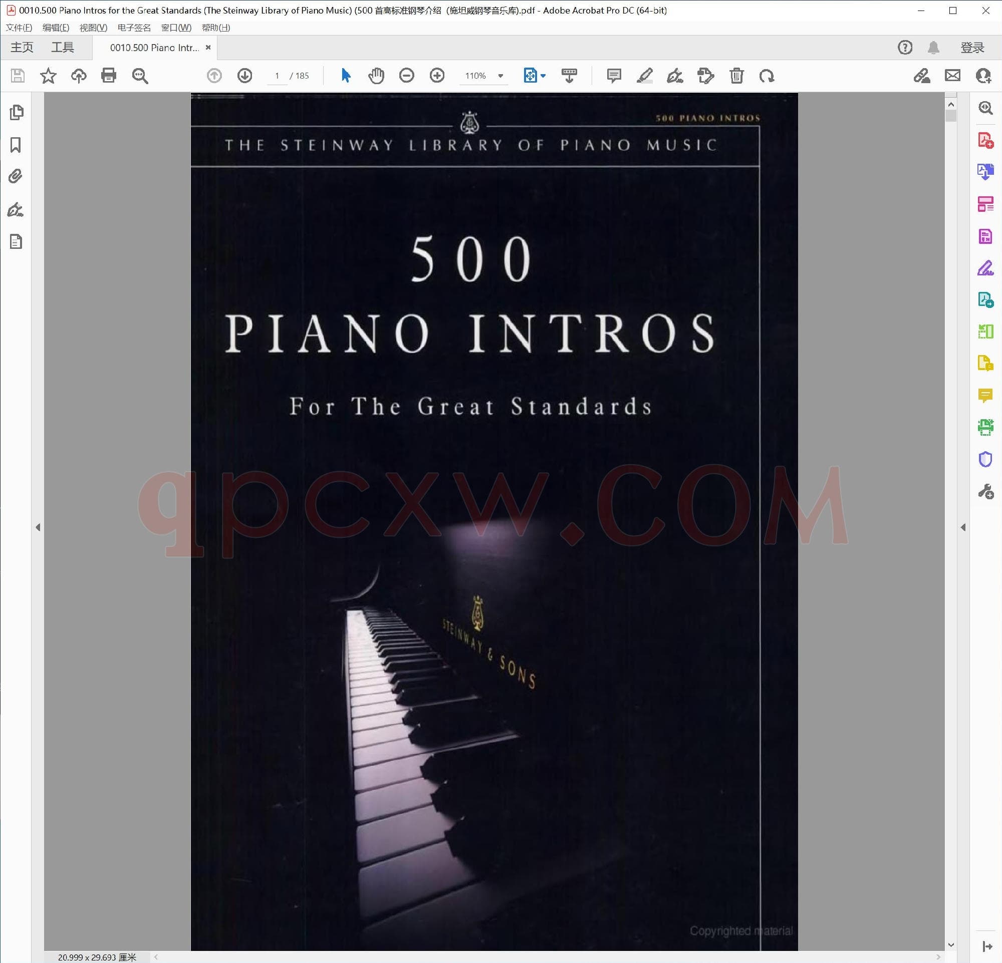 英文原版钢琴曲谱电子书 | 500首伟大标准曲钢琴前奏(施坦威钢琴图书馆系列).PDF|4.63 MB|电子版下载