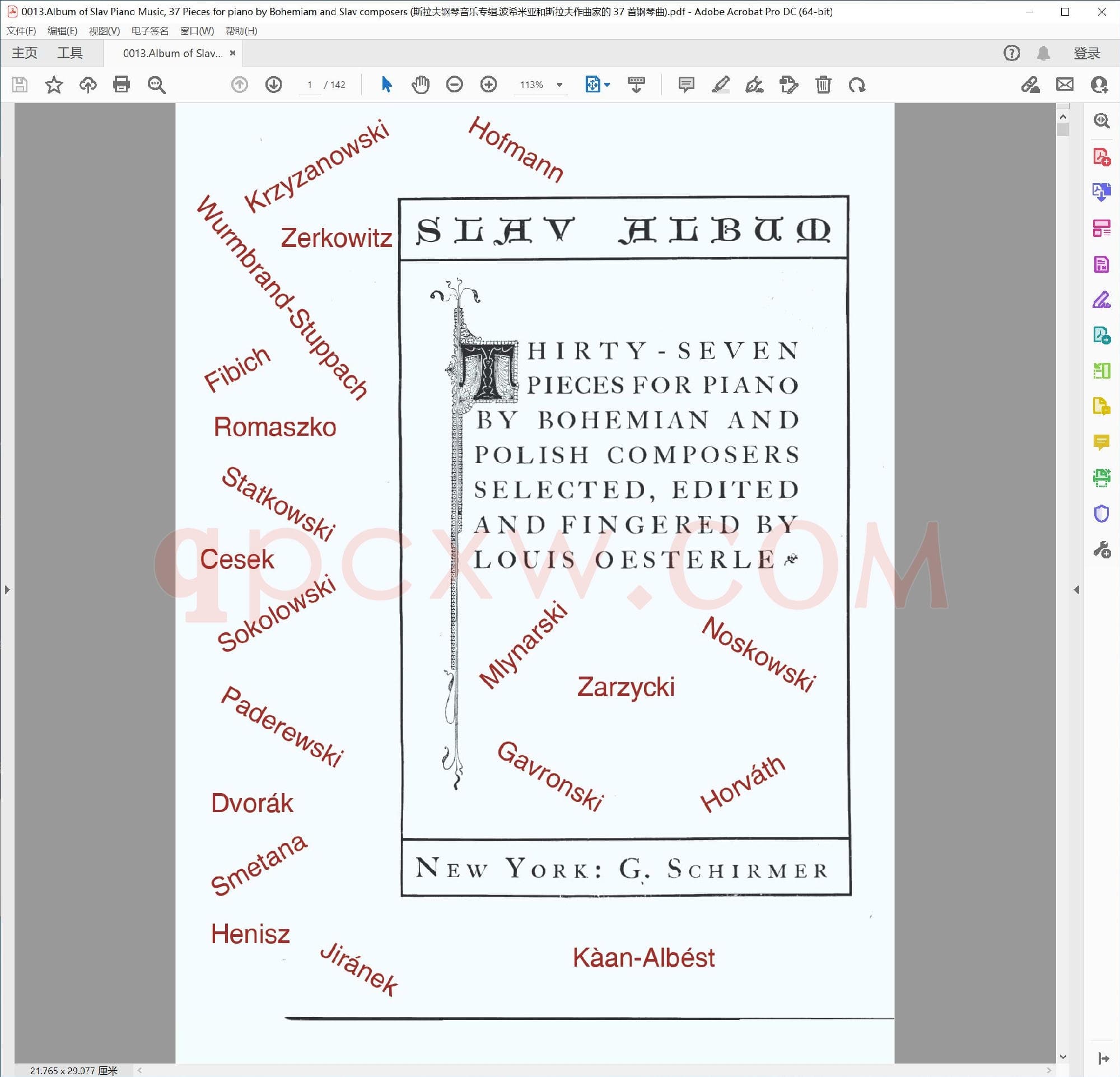 英文原版钢琴曲谱电子书 | 斯拉夫钢琴曲集37首波西米亚与斯拉夫作曲家钢琴作品.PDF|9.77 MB|电子版下载
