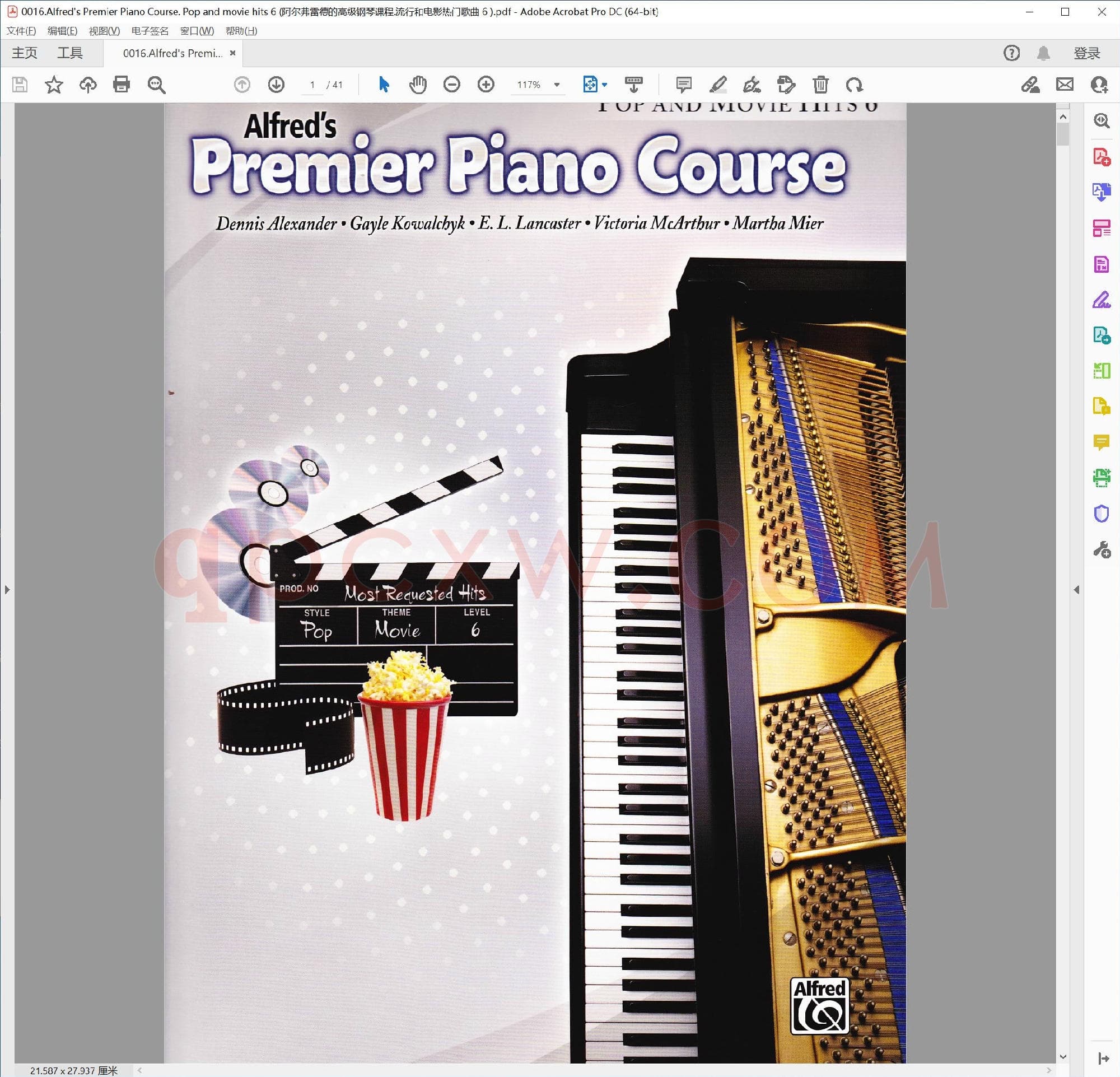 英文原版钢琴教程电子书 | 阿尔弗雷德premier钢琴教程流行与电影金曲第六册.PDF|36.61 MB|电子版下载