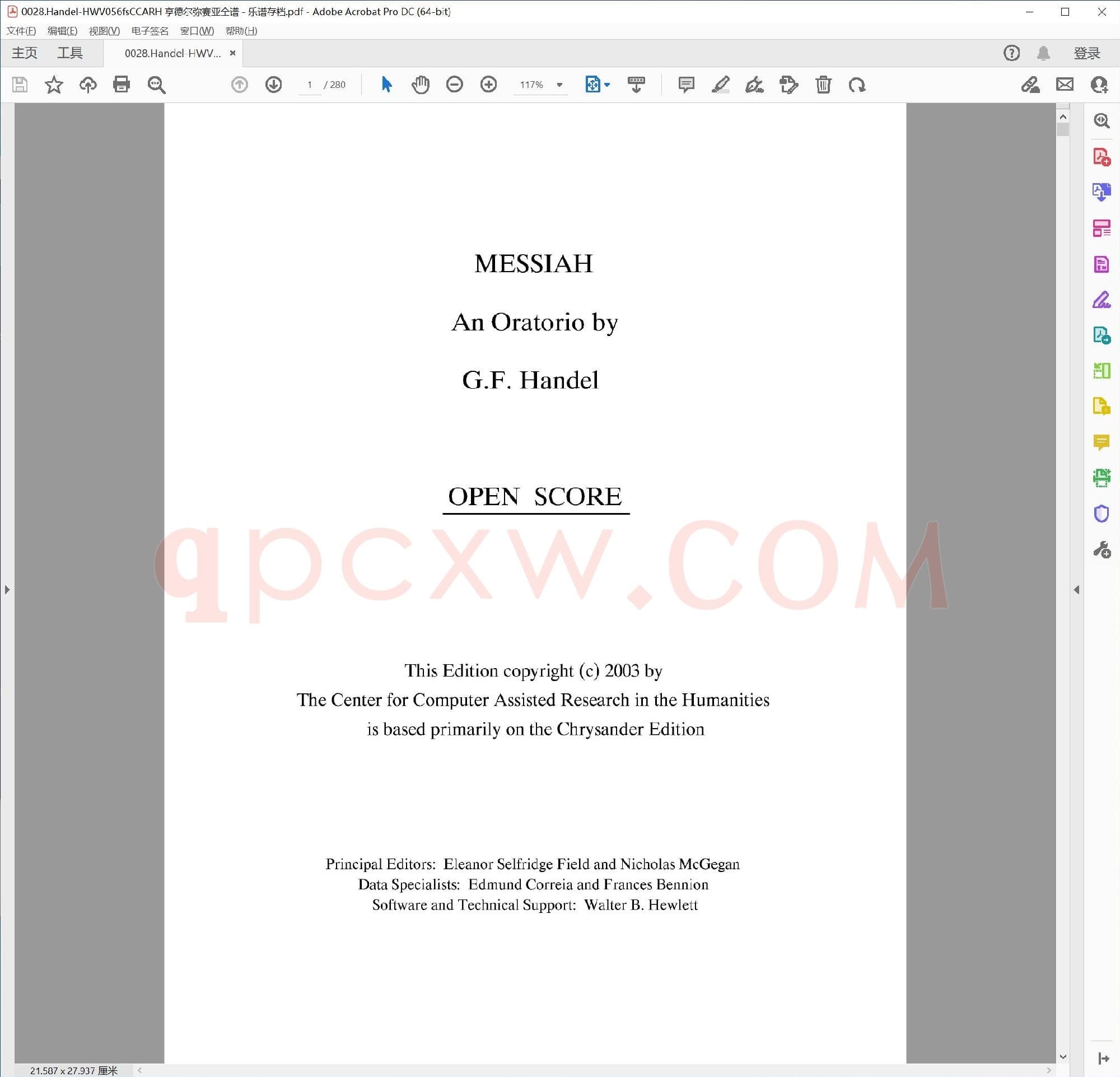 英文原版钢琴曲谱电子书 | 亨德尔HWV056fsCCARH.PDF|8.17 MB|电子版下载
