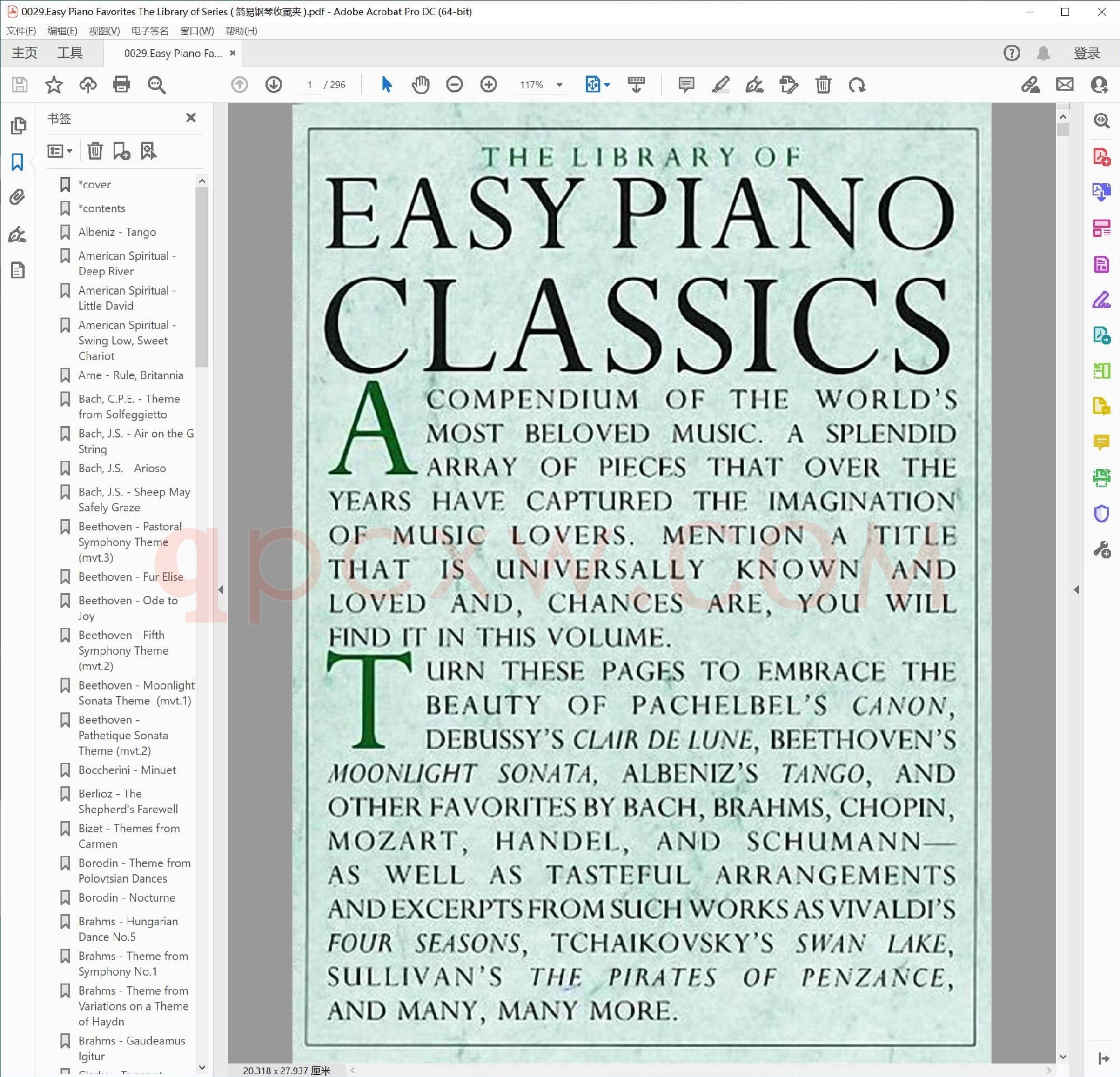 英文原版钢琴曲谱电子书 | 简易钢琴名曲选图书馆系列.PDF|24.11 MB|电子版下载