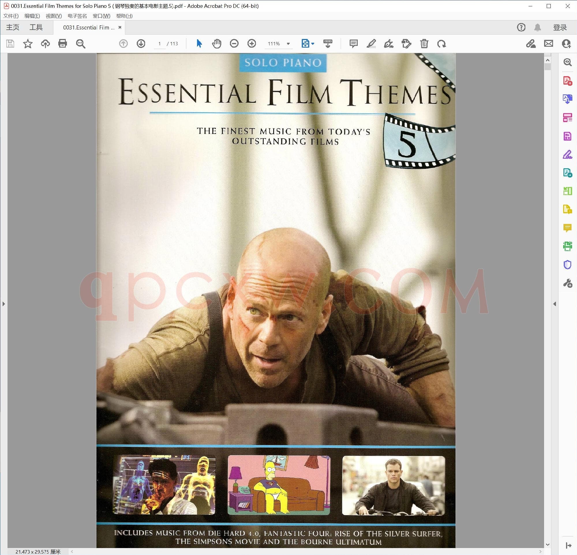 英文原版钢琴曲谱电子书 | 必备电影主题独奏钢琴曲集第五册.PDF|9.54 MB|电子版下载