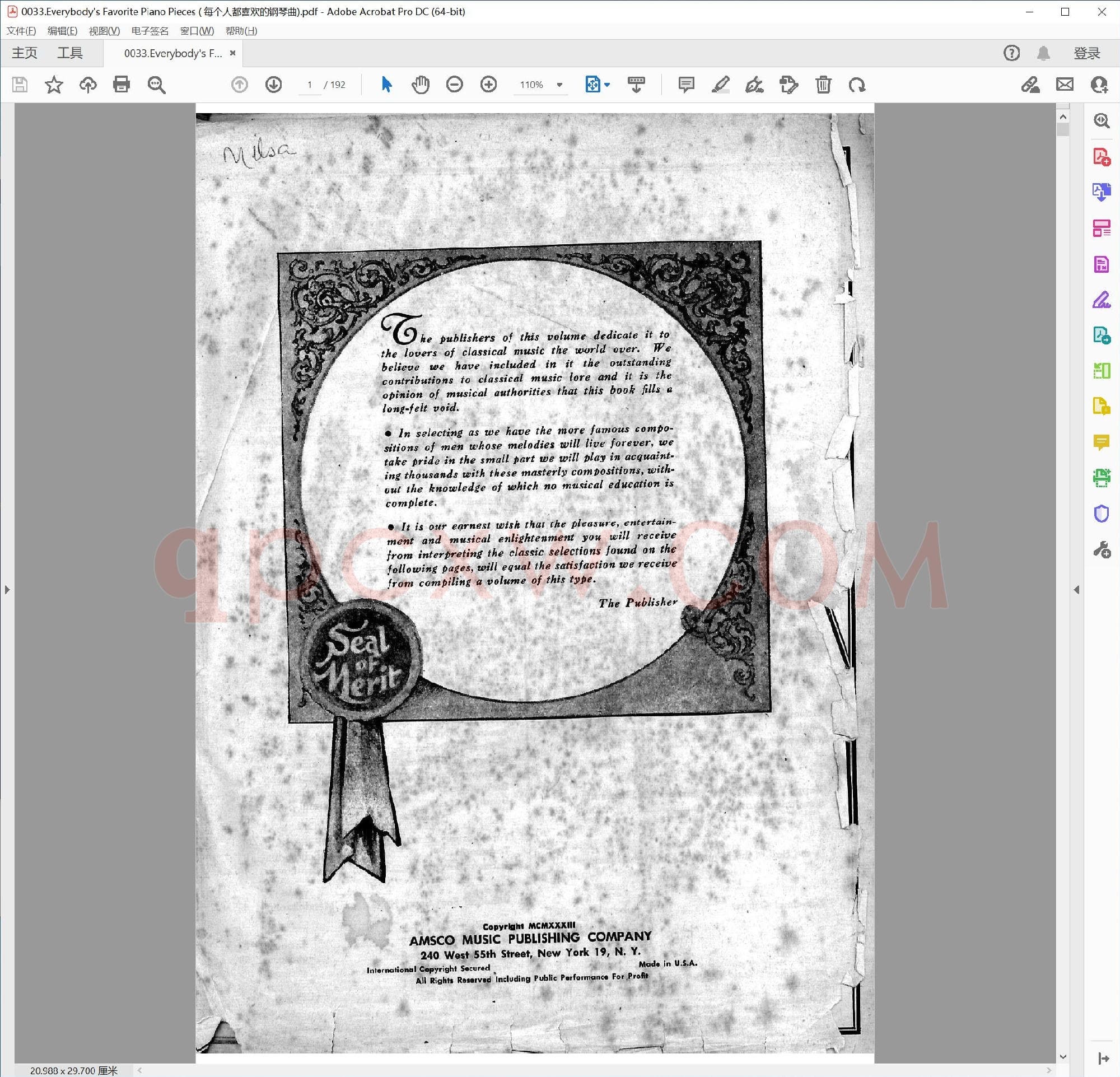 英文原版钢琴曲谱电子书 | 大众喜爱的钢琴曲集.PDF|110.86 MB|电子版下载