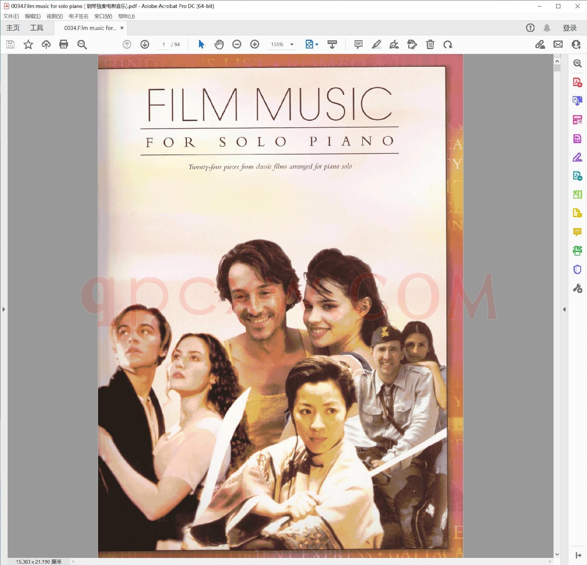 英文原版钢琴曲谱电子书 | 电影音乐钢琴独奏曲集.PDF|14.25 MB|电子版下载