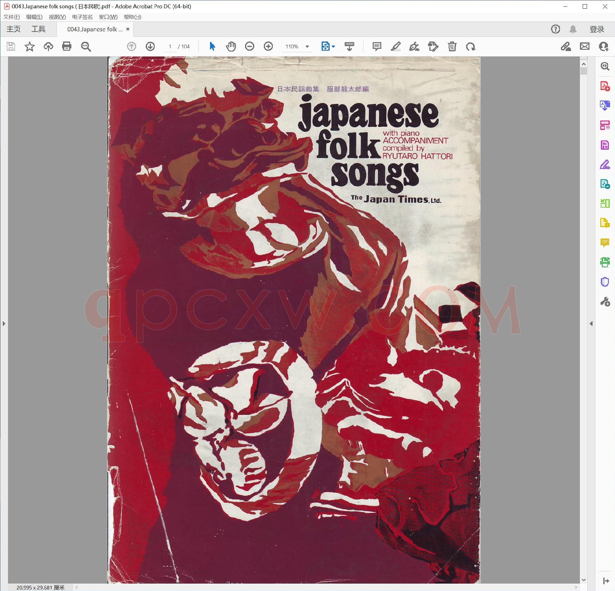 英文原版钢琴曲谱电子书 | 日本民歌集.PDF|24.47 MB|电子版下载