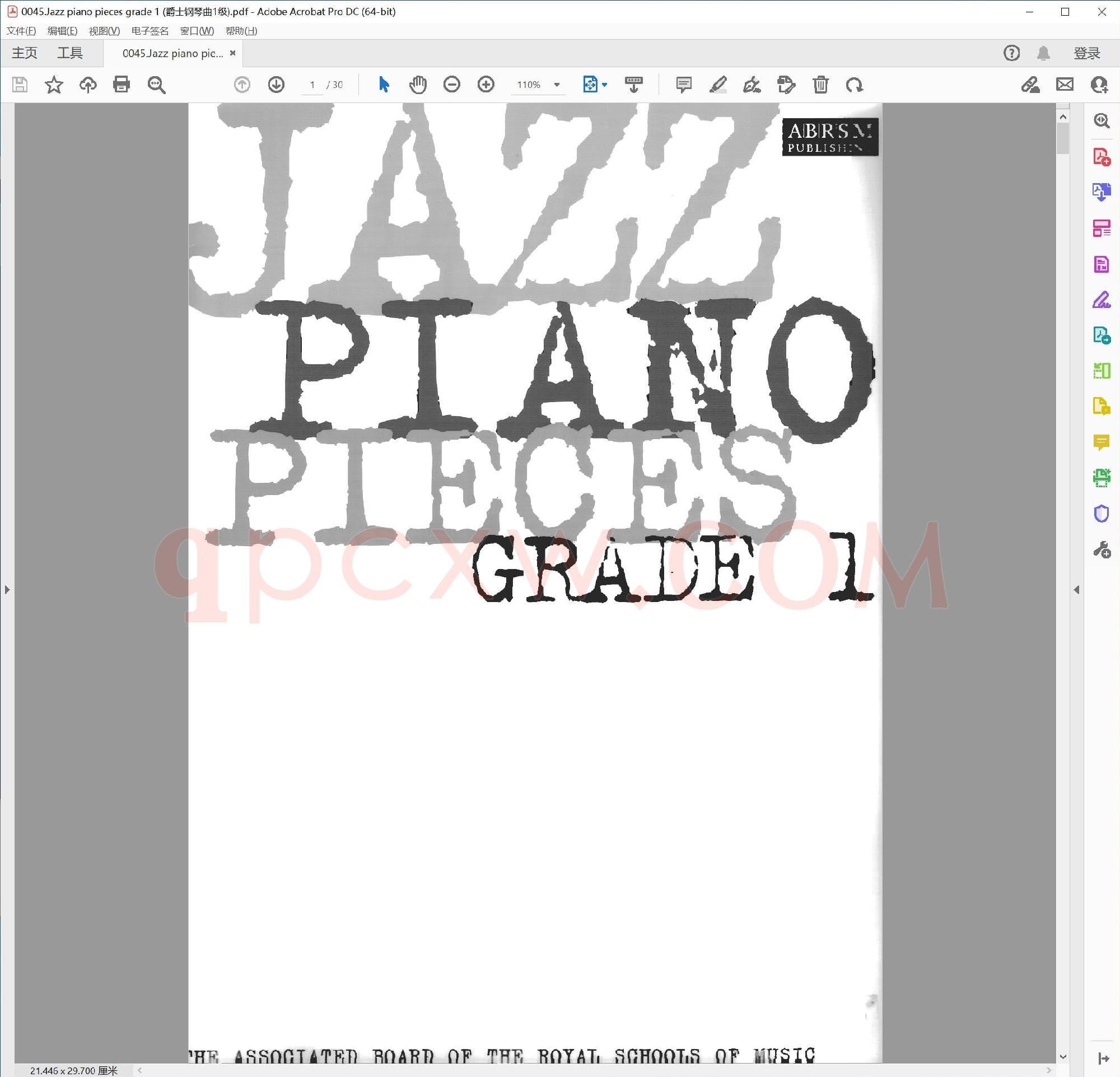 英文原版钢琴曲谱电子书 | 爵士钢琴曲第一级.PDF|3.59 MB|电子版下载