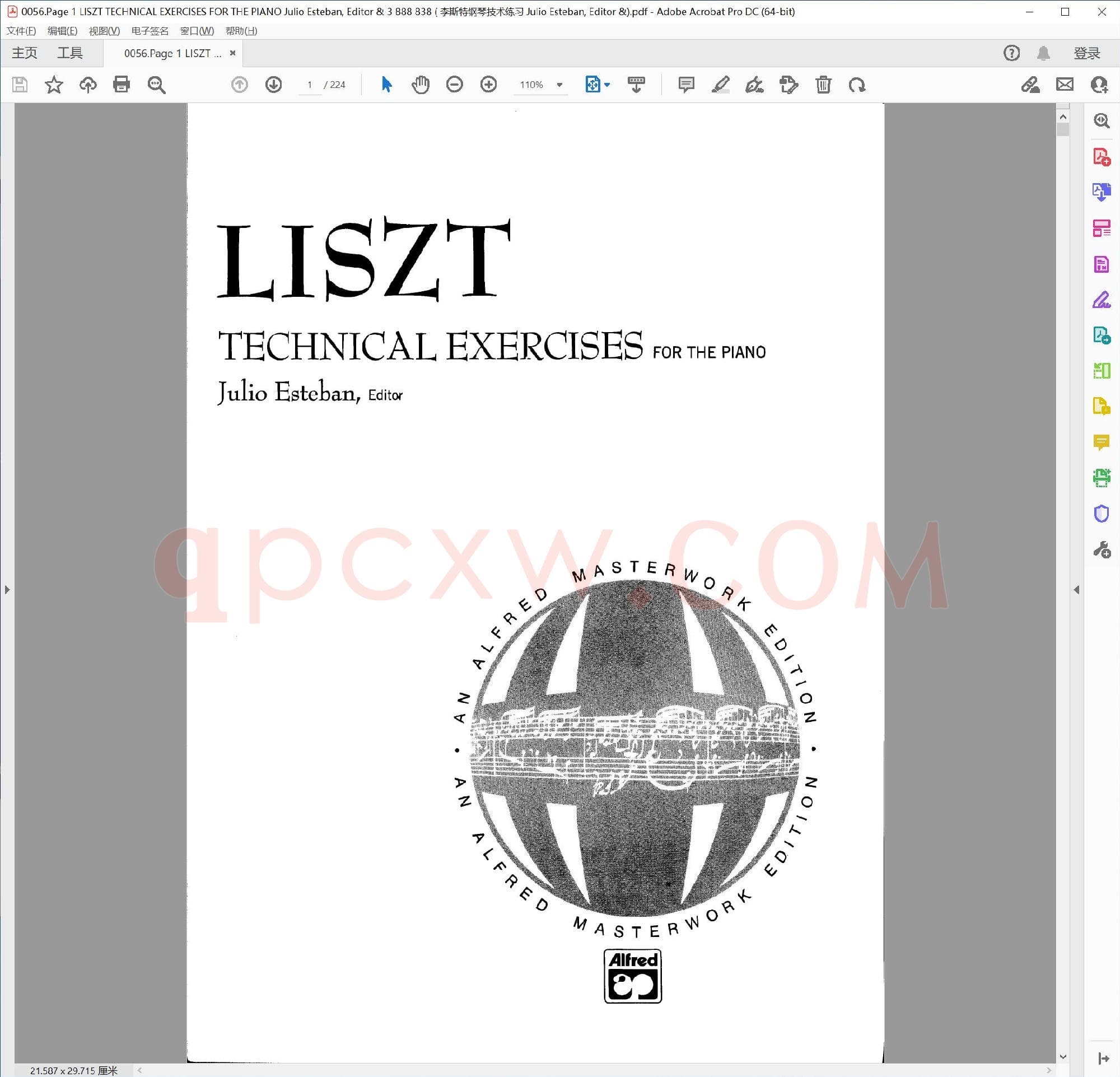 英文原版钢琴曲谱电子书 | 第1页李斯特钢琴技巧练习曲胡里奥埃斯特班编订.PDF|13.86 MB|电子版下载