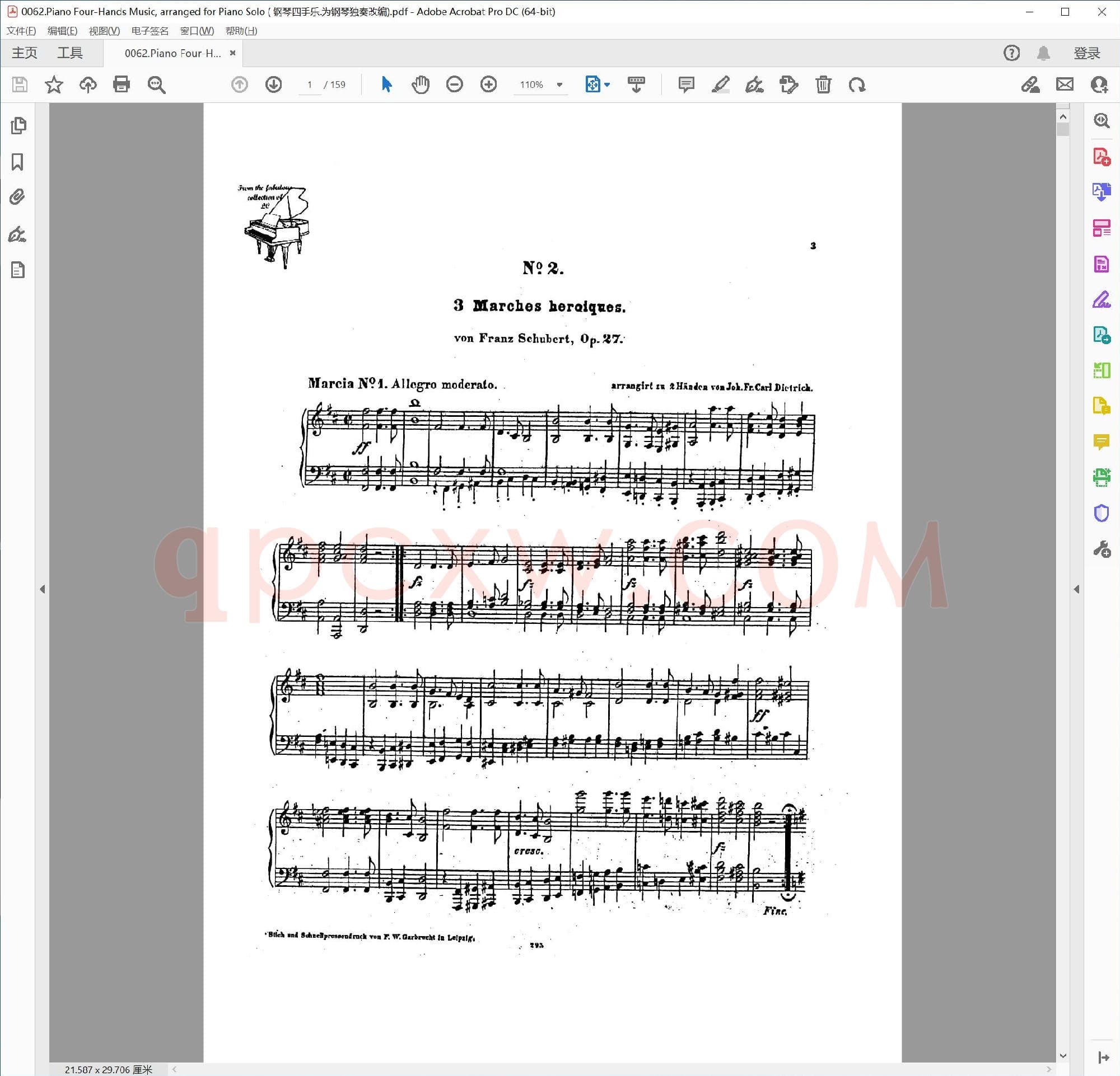 英文原版钢琴曲谱电子书 | 钢琴四手联弹曲改编为钢琴独奏曲集.PDF|5.91 MB|电子版下载