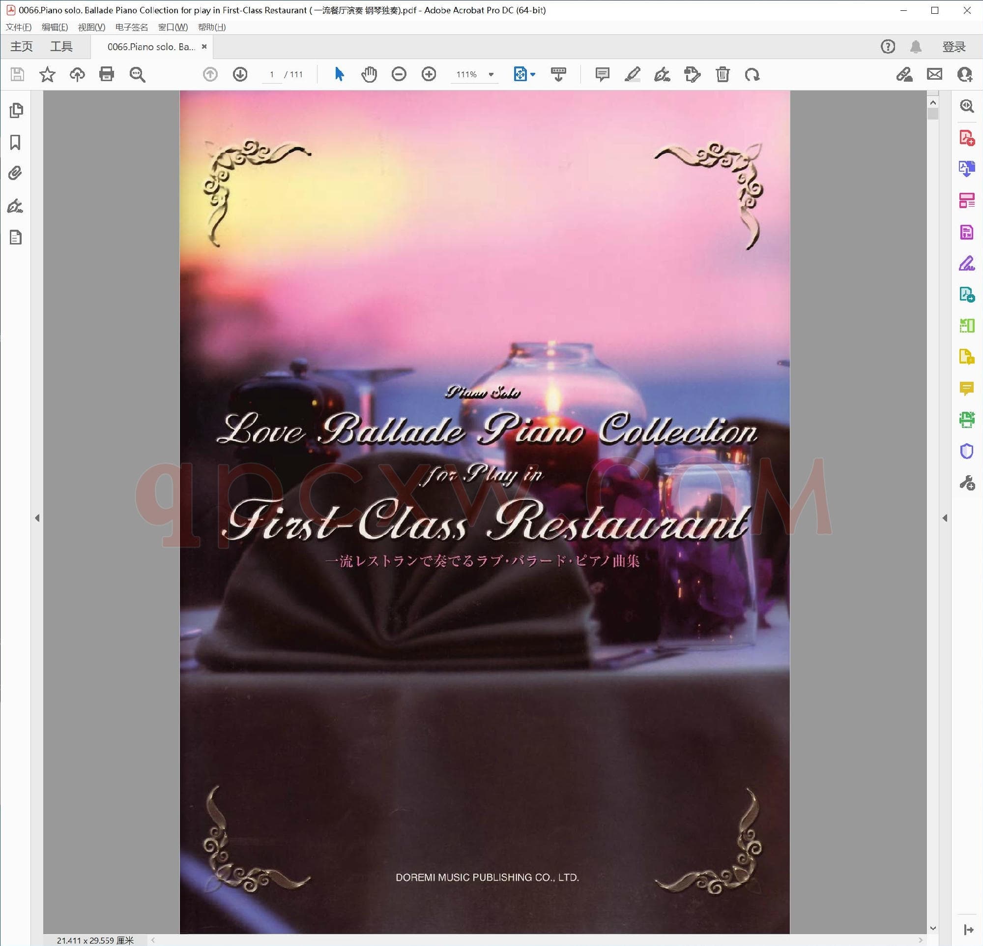 英文原版钢琴曲谱电子书 | 钢琴独奏头等餐厅演奏用的叙事曲钢琴曲集.PDF|1.42 MB|电子版下载