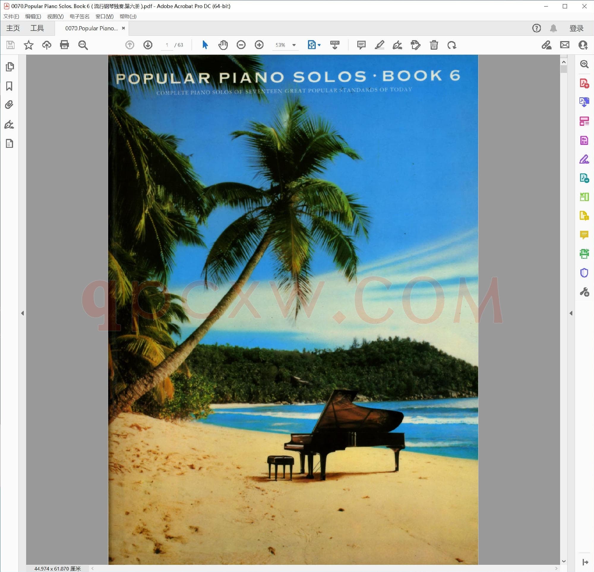 英文原版钢琴曲谱电子书 | 流行钢琴独奏曲集第六册.PDF|16.93 MB|电子版下载