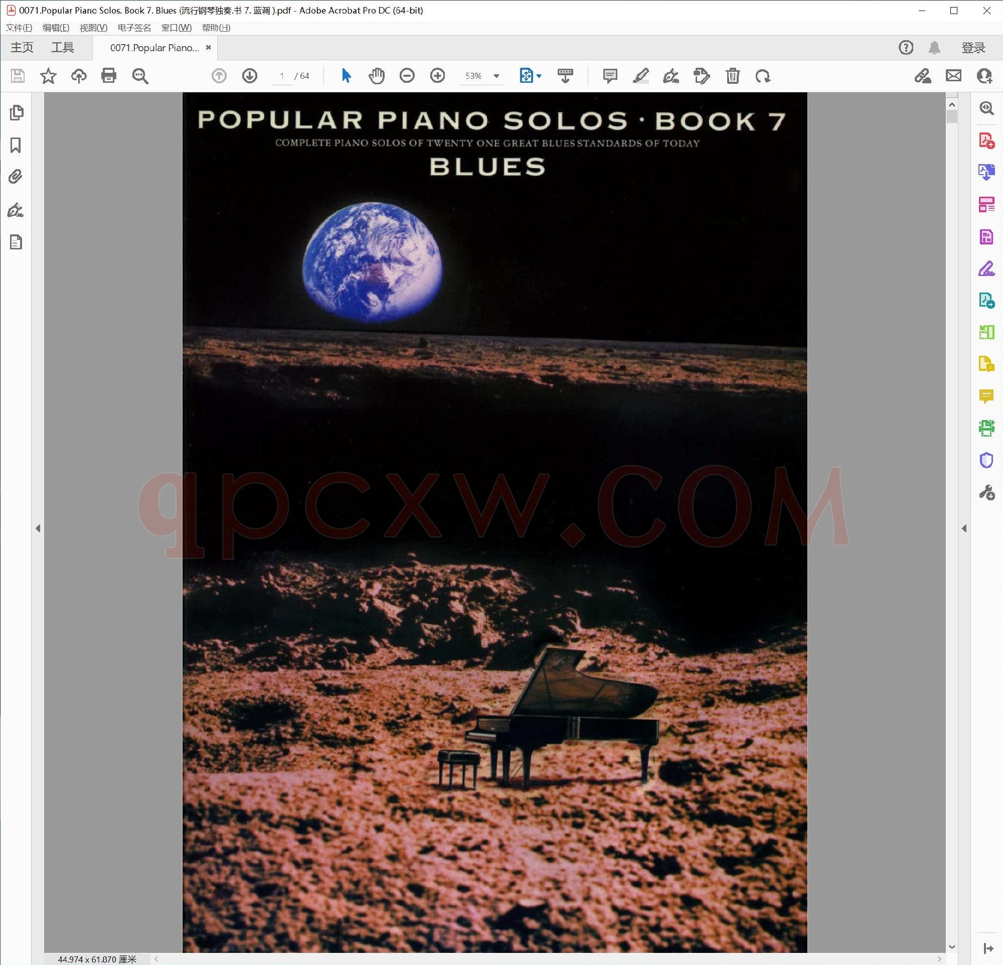 英文原版钢琴曲谱电子书 | 流行钢琴独奏曲集第七册布鲁斯.PDF|11.15 MB|电子版下载