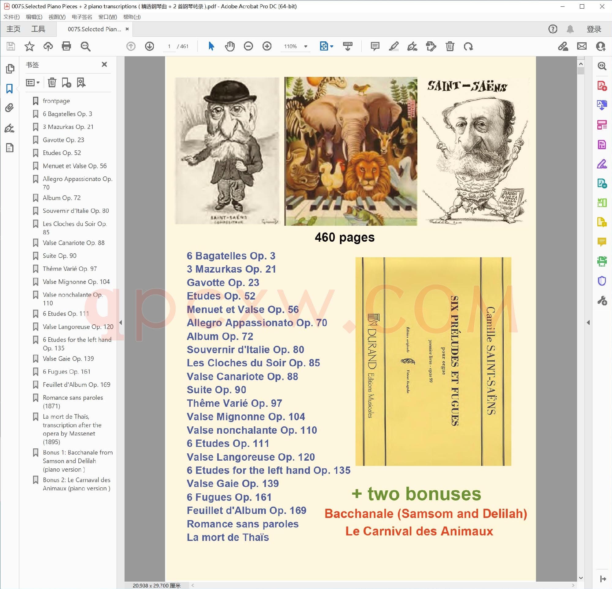 英文原版钢琴曲谱电子书 | 钢琴曲选+2首钢琴改编曲.PDF|15.79 MB|电子版下载