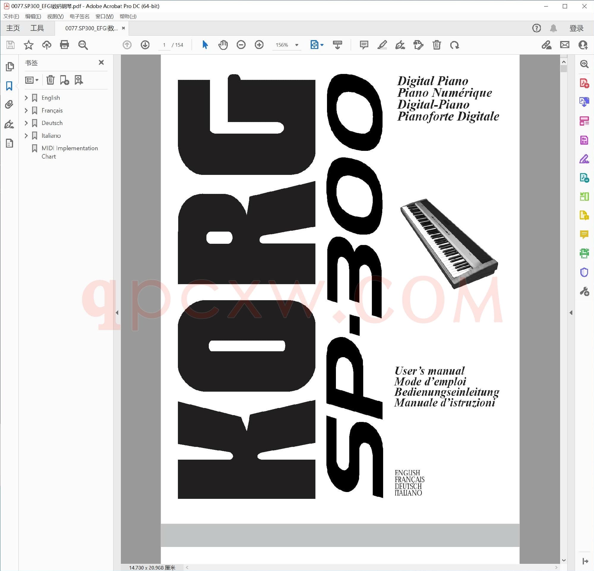 英文原版钢琴曲谱电子书 | KORG SP300数码钢琴.PDF|5.51 MB|电子版下载