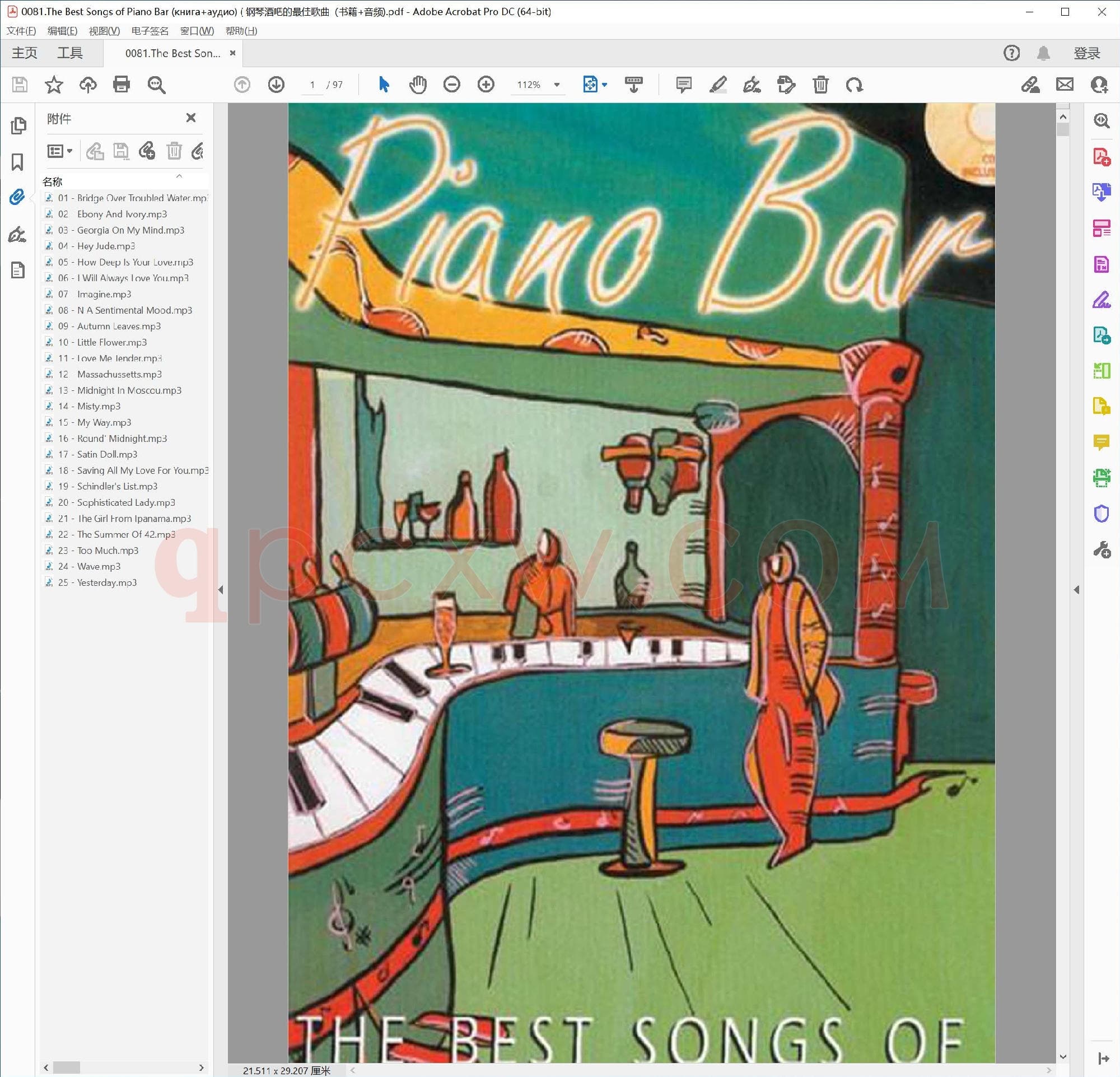 英文原版钢琴曲谱电子书 | 钢琴酒吧最佳歌曲集(书+音频).PDF|79 MB|电子版下载