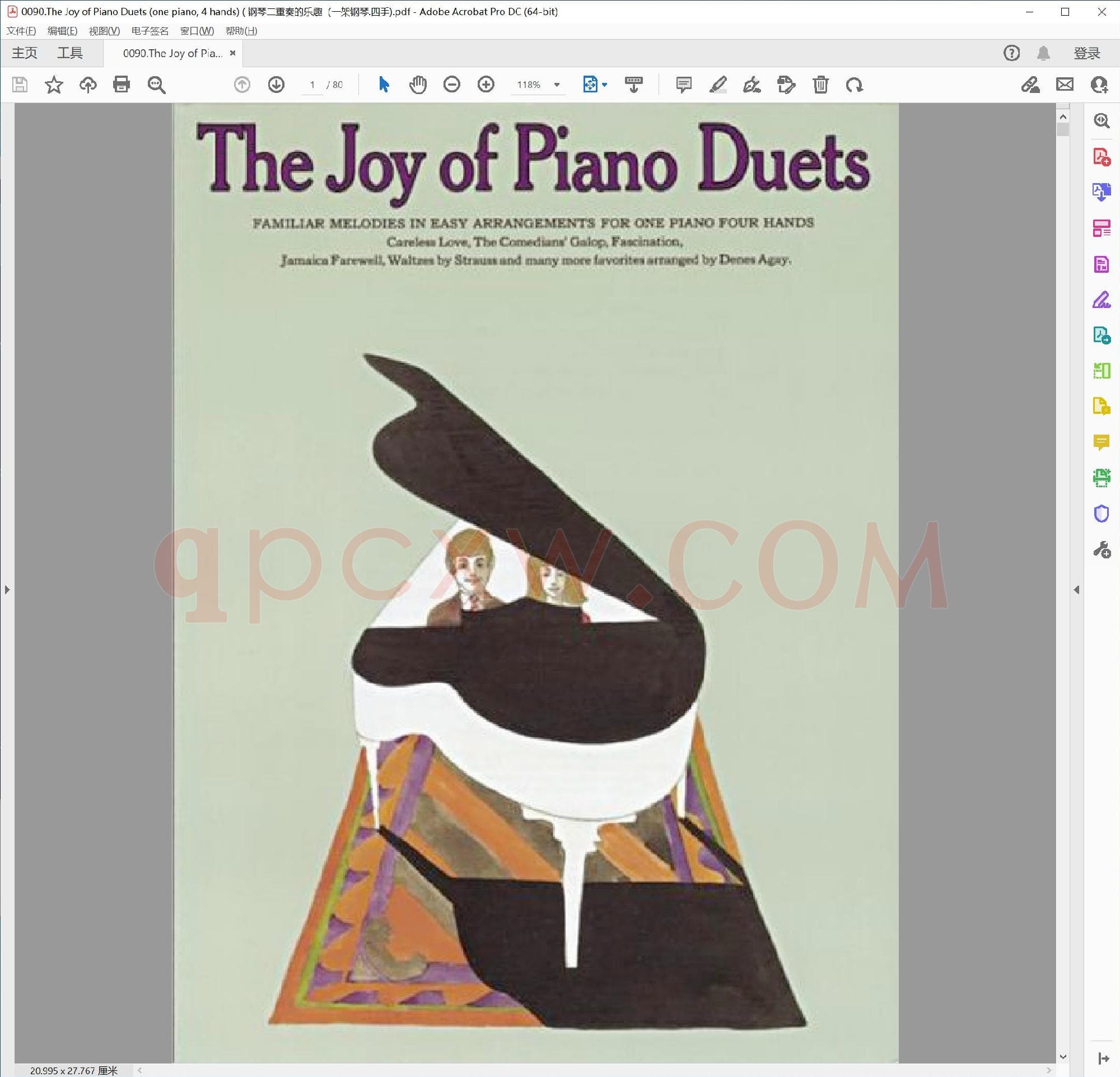 英文原版钢琴曲谱电子书 | 钢琴二重奏之乐(一架钢琴四手联弹).PDF|2.73 MB|电子版下载